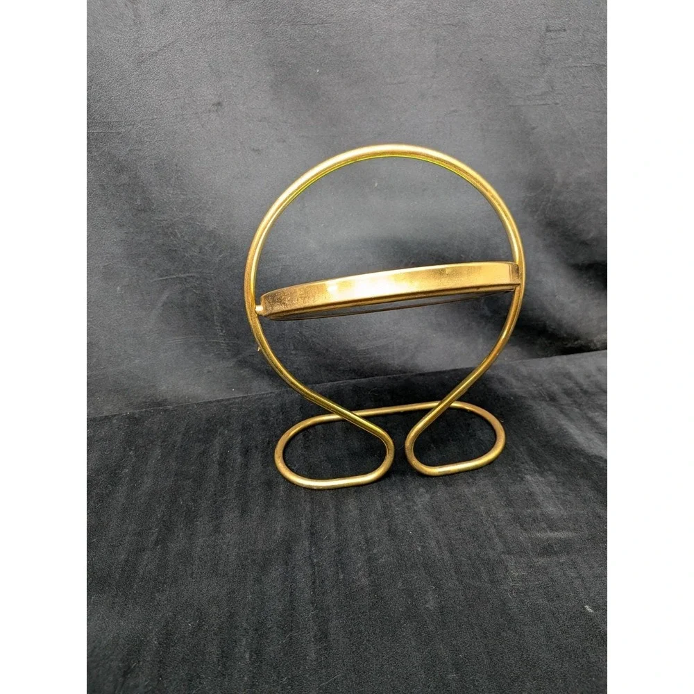 Vintage Art Deco Gold Toned Mirror Minimalist Swivel Magnifying Regencycore MCM
